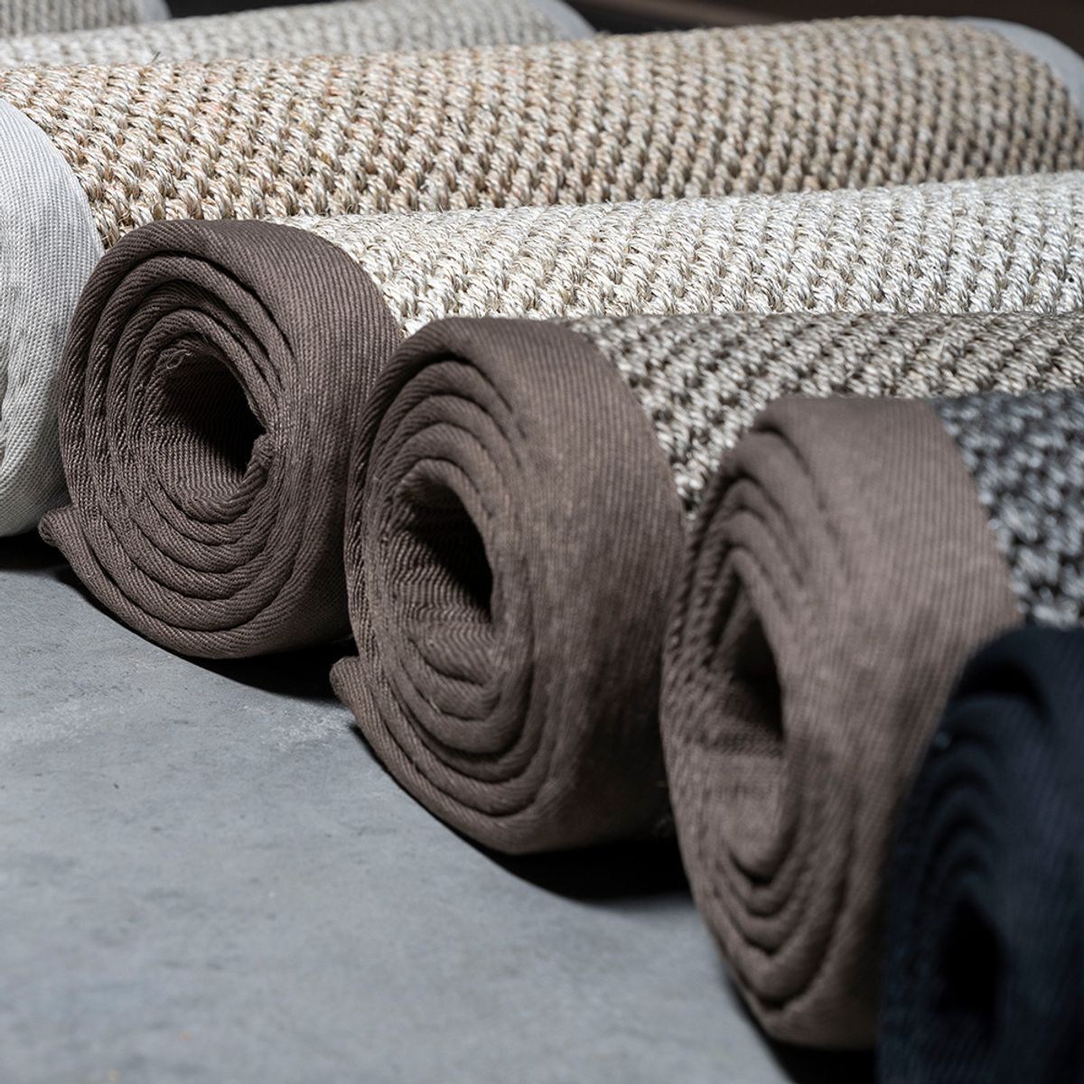 Sisal teppe (80x300 - Gråbrun/brun kant)