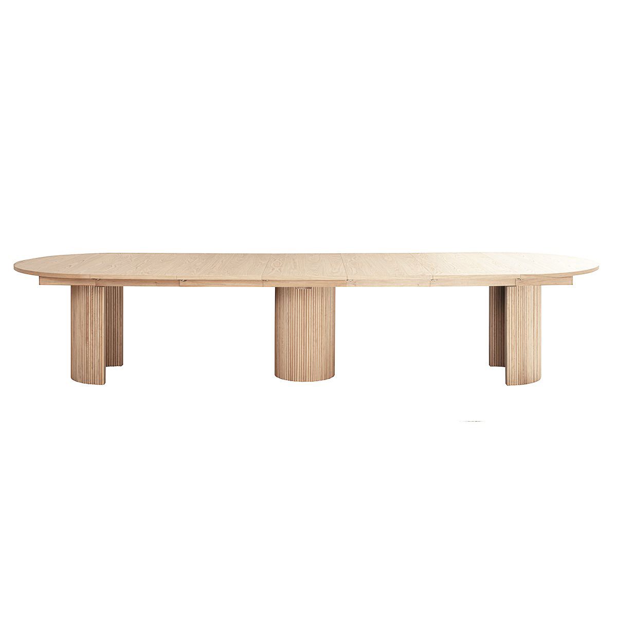 Noor rundt spisebord ø135 (435) med 6 tilleggsplater (hvitvasket eik)