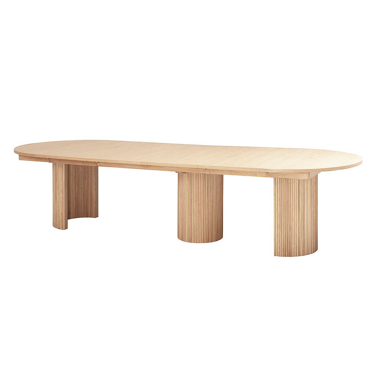 Noor rundt spisebord ø135 (435) med 6 tilleggsplater (hvitvasket eik)