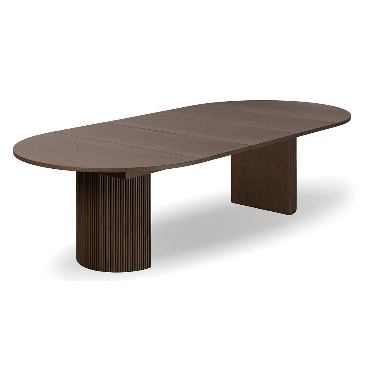 Noor rundt spisebord ø120 (270) med 3 tilleggsplater (røkt eik)