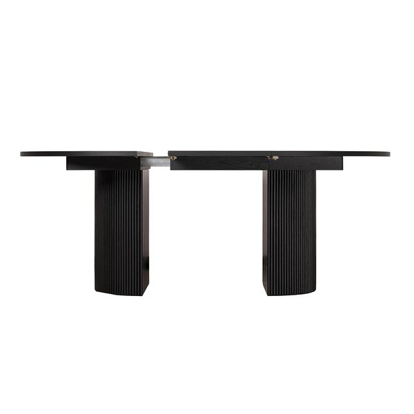 Hovedbilde Noor rundt spisebord ø135 (285) med 3 tilleggsplater (sort eik)