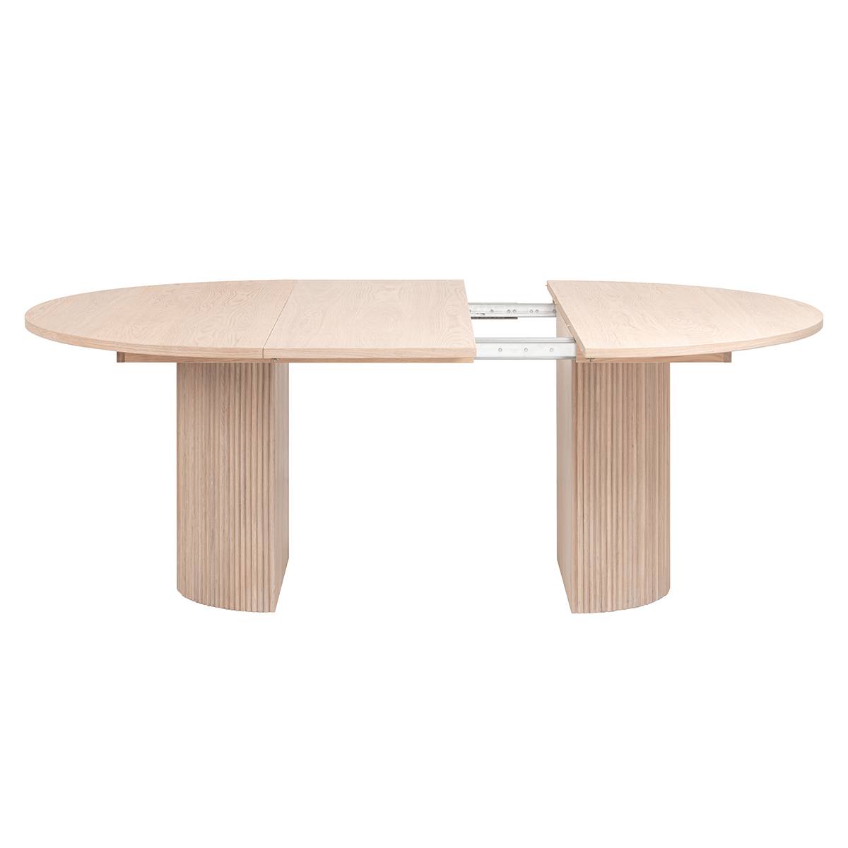 Noor rundt spisebord ø120 (220) med 2 tilleggsplater (hvitvasket eik)