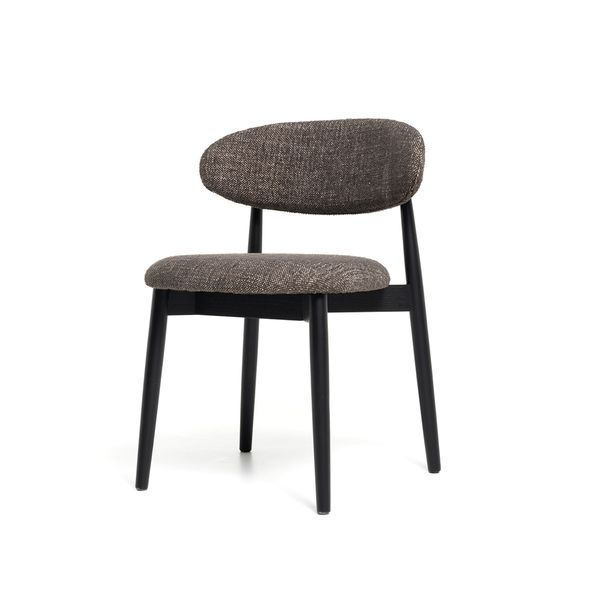 Hovedbilde Malmø spisestol heltre sort eik (stoff Lola mørk brun melert)