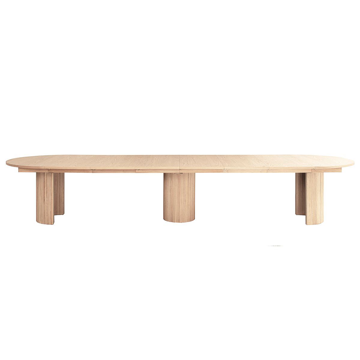 Noor rundt spisebord ø150 (450) med 6 tilleggsplater (hvitvasket eik)