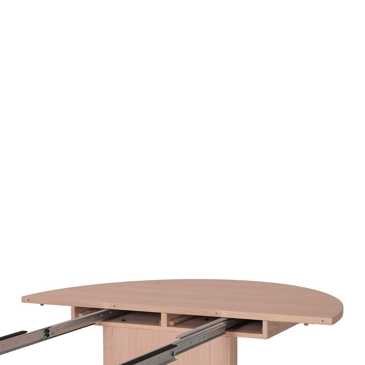 Noor rundt spisebord ø120 (270) med 3 tilleggsplater (hvitvasket eik)