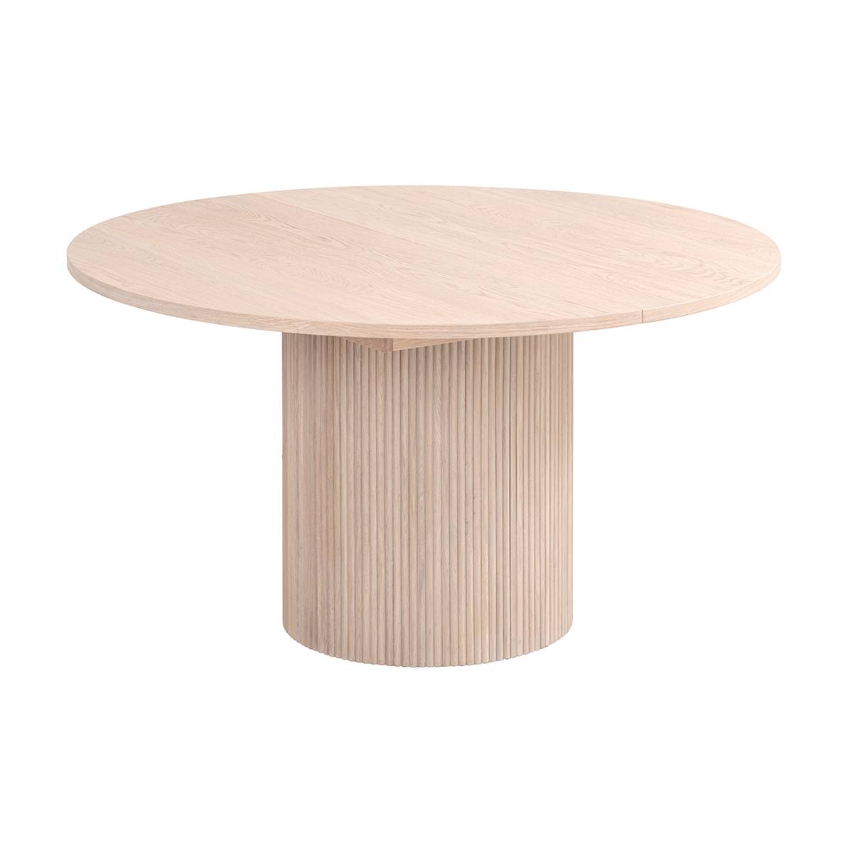 Noor rundt spisebord ø120 (220) med 2 tilleggsplater (hvitvasket eik)